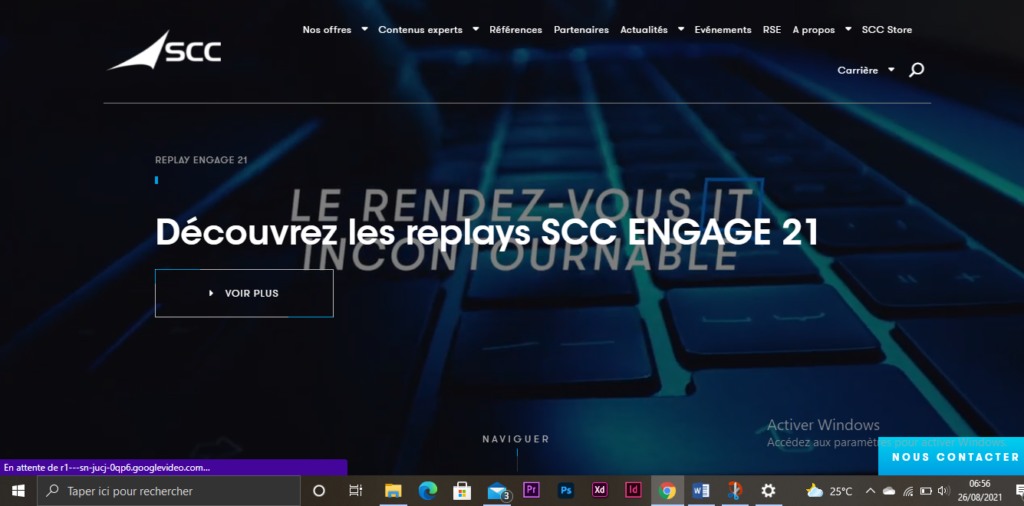 Capture de la page d'accueil du site de SCC