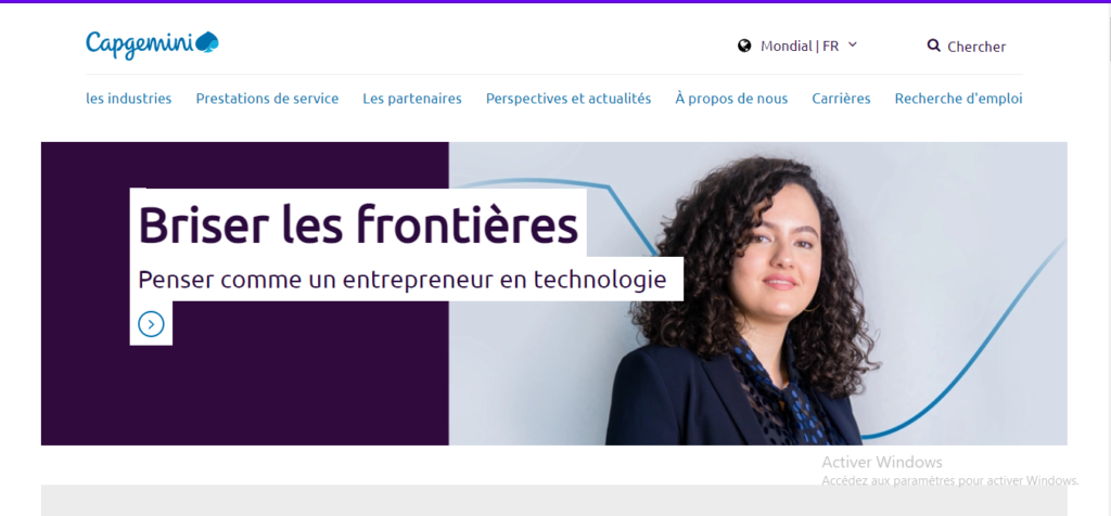 capture de la page d'accueil du site Capgemini