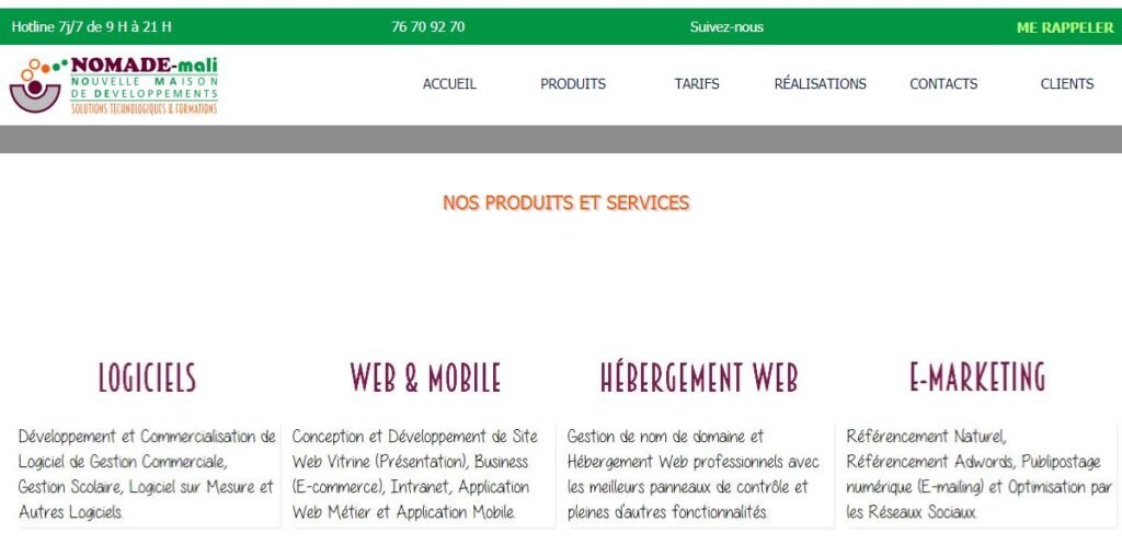 Bienvenue chez NOMADE-Mali votre meilleur hébergeur web au Mali